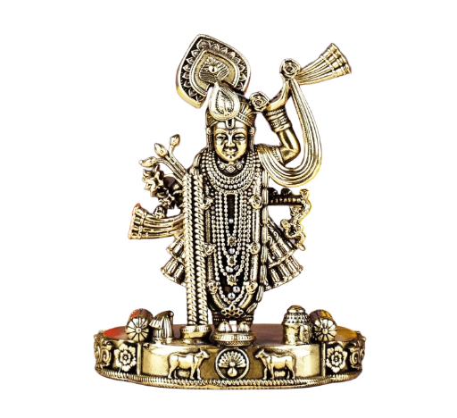 Sai Divya Handcrafted Brass Krishna Idol, Gold Finish for home or office décor