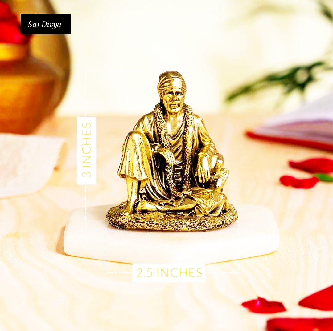 Sai Divya Brass Decorative Idol Traditional Religious Statue for Home Temple and Office