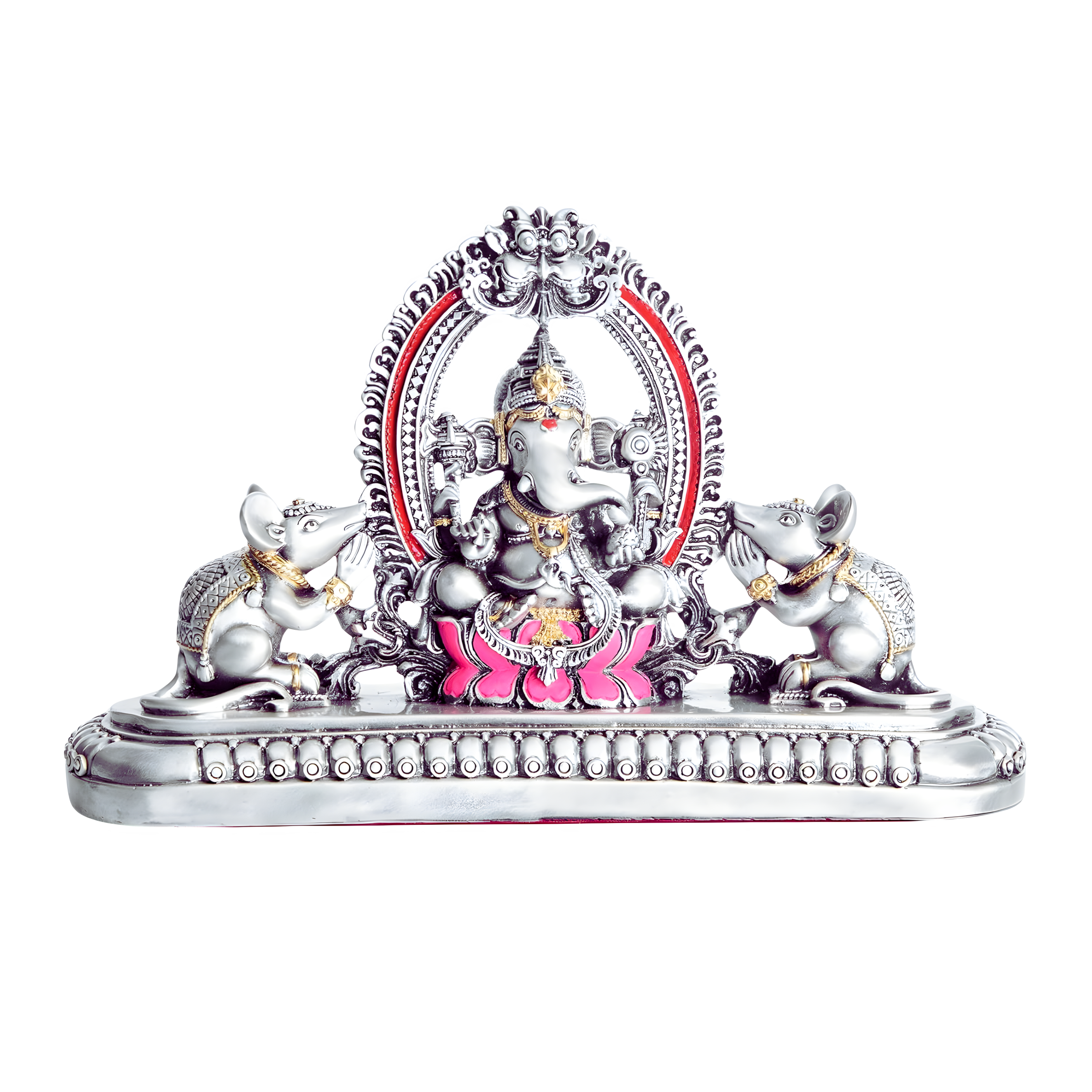 Sai Divya Lord Ganesha Idol Silver Finish Decorative Showpiece for Home Temple, Office, Puja & Gift