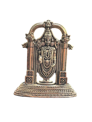 Sai Divya Decorative Lord Balaji Brass Idol, Antique Finish Temple Design Car Dashboard Statue