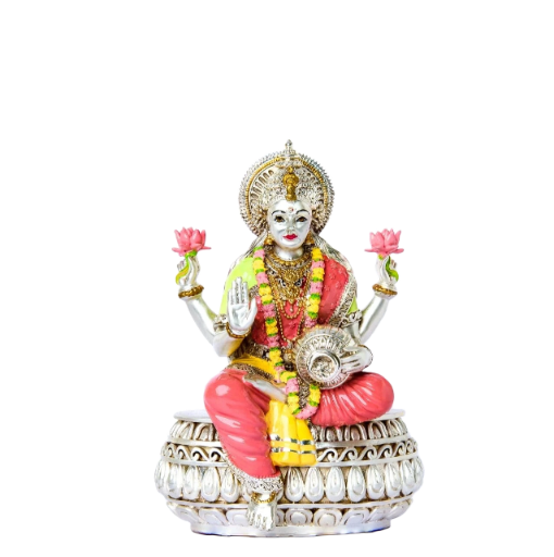 Sai Divya Silver Plated Lakshmi Idol, Decorative Hindu Goddess Statue, Multicolor, Traditional 