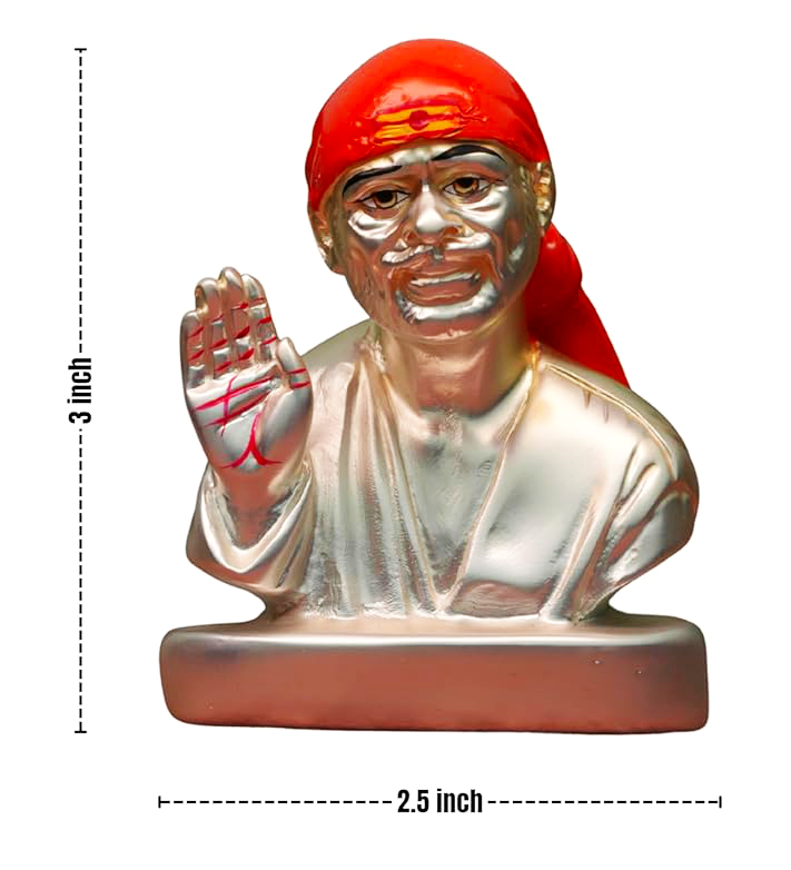 Sai Divya Sai Baba Car Dashboard Idol Silver Decorative 