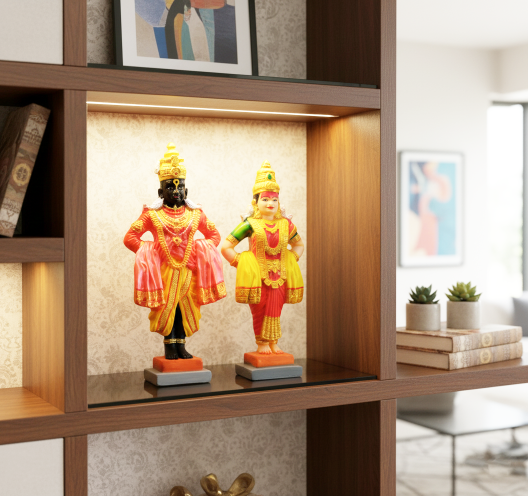 Sai Divya Shri Vitthal Rukmini Handicraft Stone Idol Multicolor