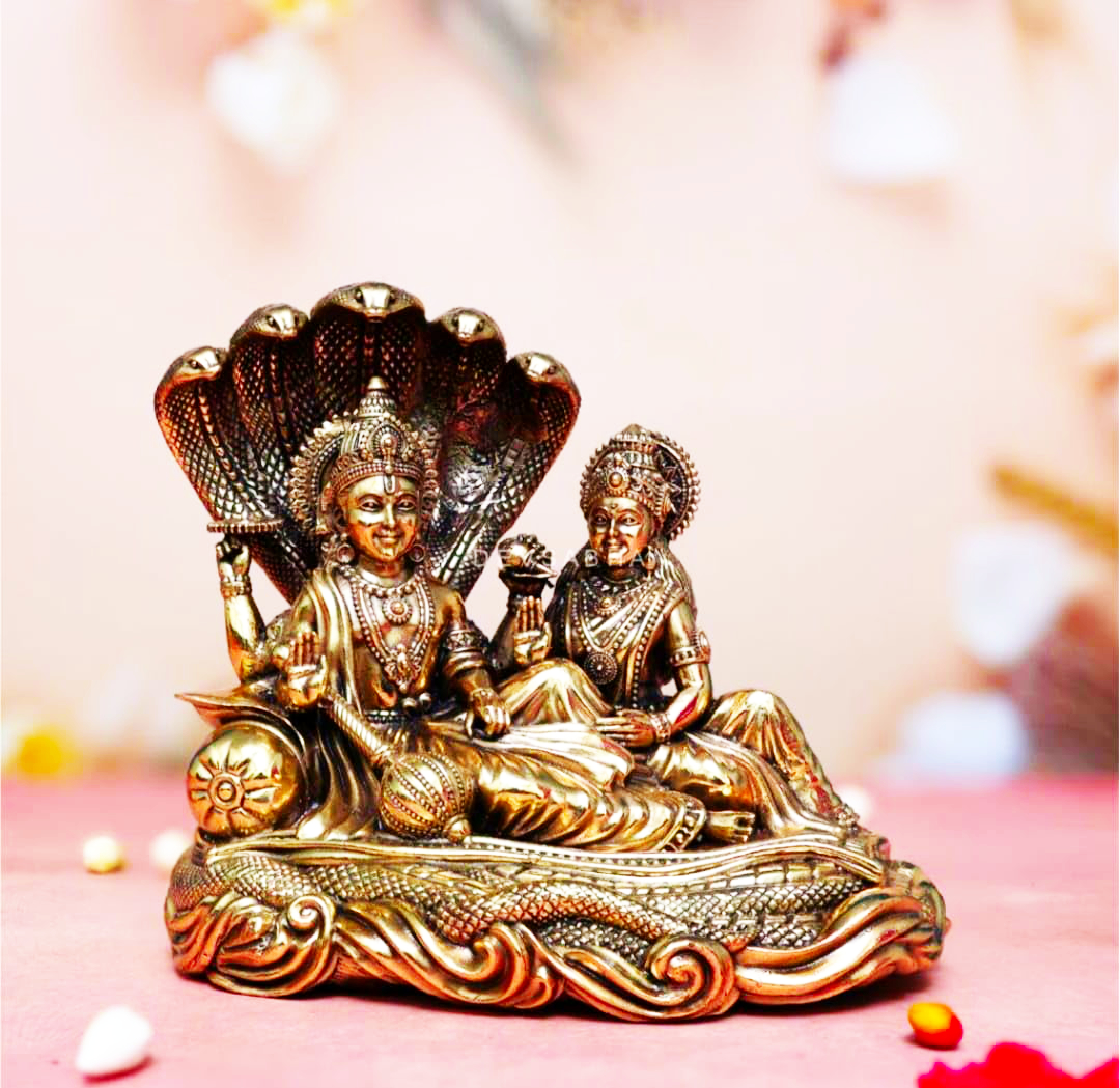 Sai Divya Brass Vishnu Lakshmi Decorative Statue
