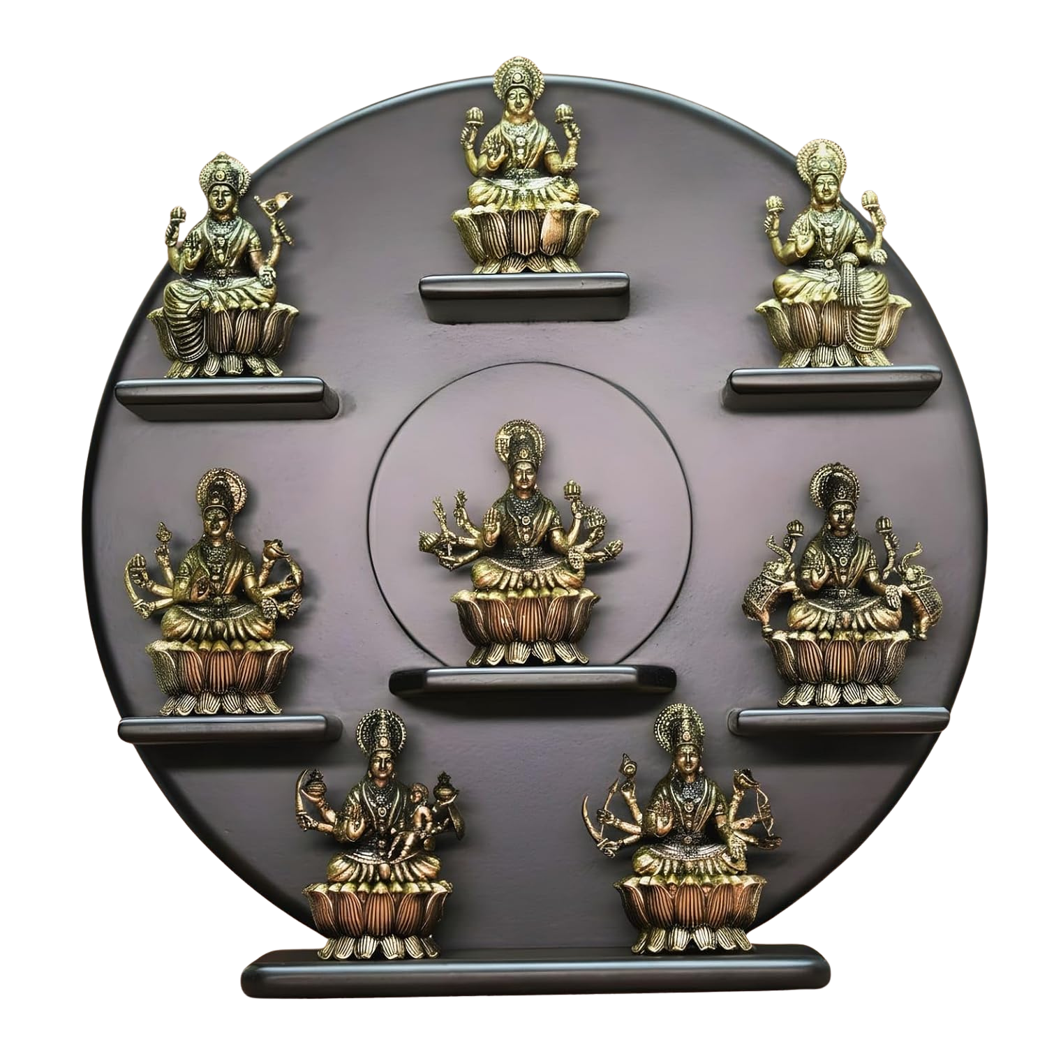 Sai Divya Ashtalakshmi Set, Decorative Hindu Goddess Figurines, Antique Gold