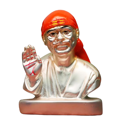 Sai Divya Sai Baba Car Dashboard Idol Silver Decorative 