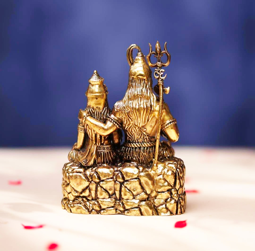 Lord Shiva Parvati Brass Statue, Hindu Deity Decorative Figurine, Religious Sculpture