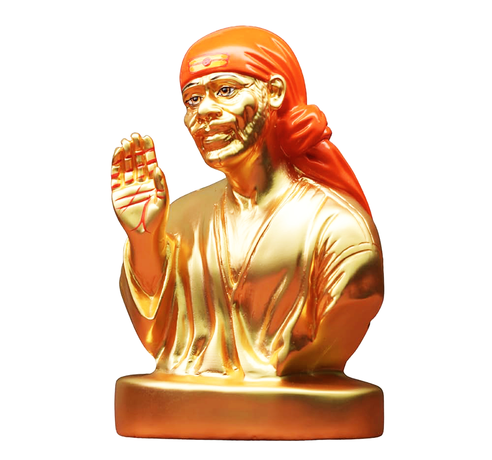 Sai Divya Sai Baba Idol Premium Golden Car Dashboard Decorative Statue 