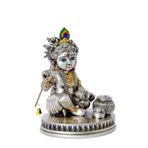 Sai Divya Silver BalKrishna Idol, Antique Silver and Gold Dual Tone