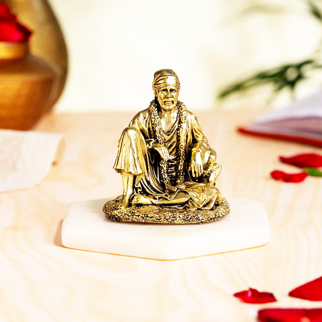 Sai Divya Brass Decorative Idol Traditional Religious Statue for Home Temple and Office