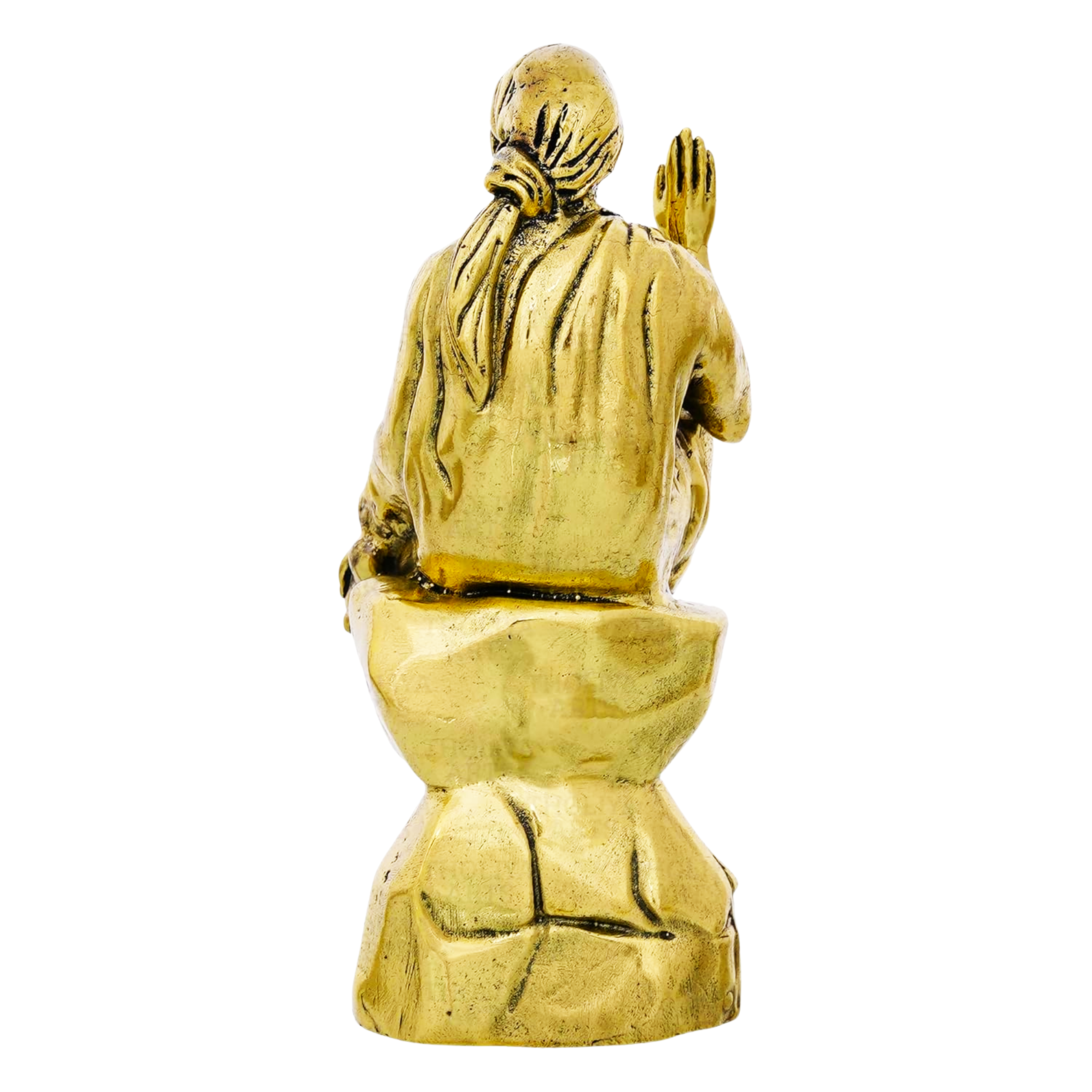 Brass Sai Baba Murti 4 Inch, Golden Finish Sai Baba Idol for Pooja, Home Temple, Meditation, Spiritual Décor