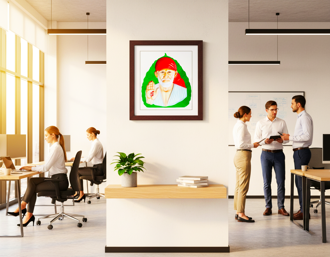 SAI Divya Sai Baba 3D Photo Frame Synthetic Wood/Painting 