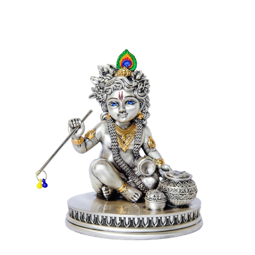 Sai Divya Silver BalKrishna Idol, Antique Silver and Gold Dual Tone