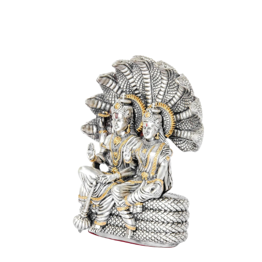 Sai Divya Metal Silver Plated - Lord Vishnu and Goddess Lakshmi Statue