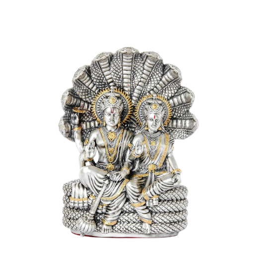 Sai Divya Metal Silver Plated - Lord Vishnu and Goddess Lakshmi Statue