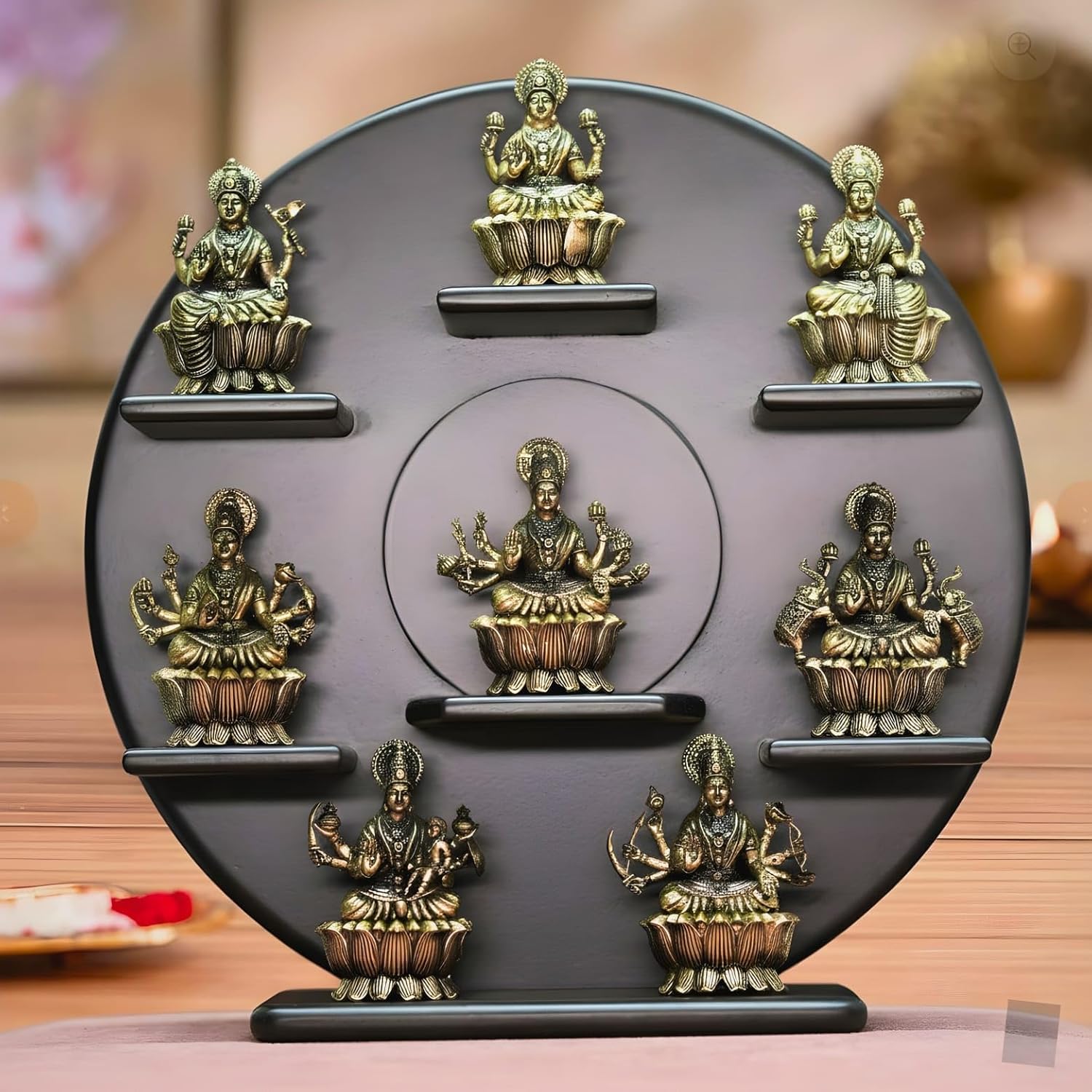 Sai Divya Ashtalakshmi Set, Decorative Hindu Goddess Figurines, Antique Gold