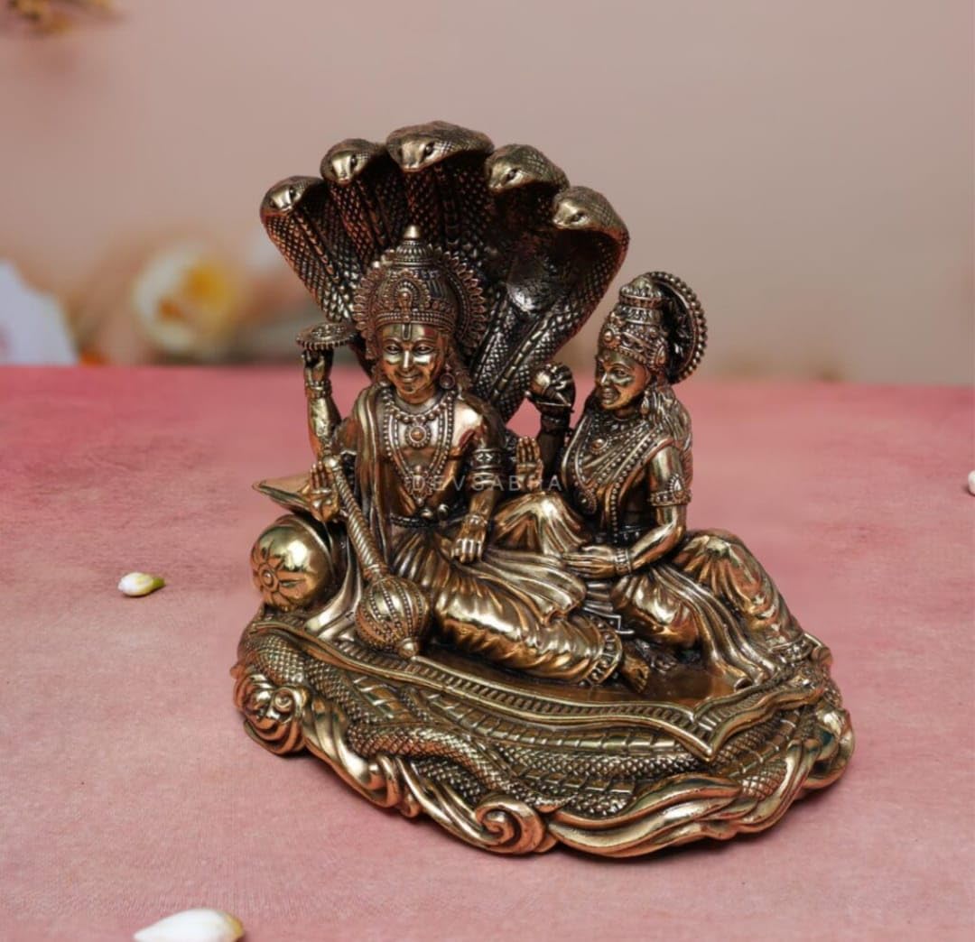 Sai Divya Brass Vishnu Lakshmi Decorative Statue