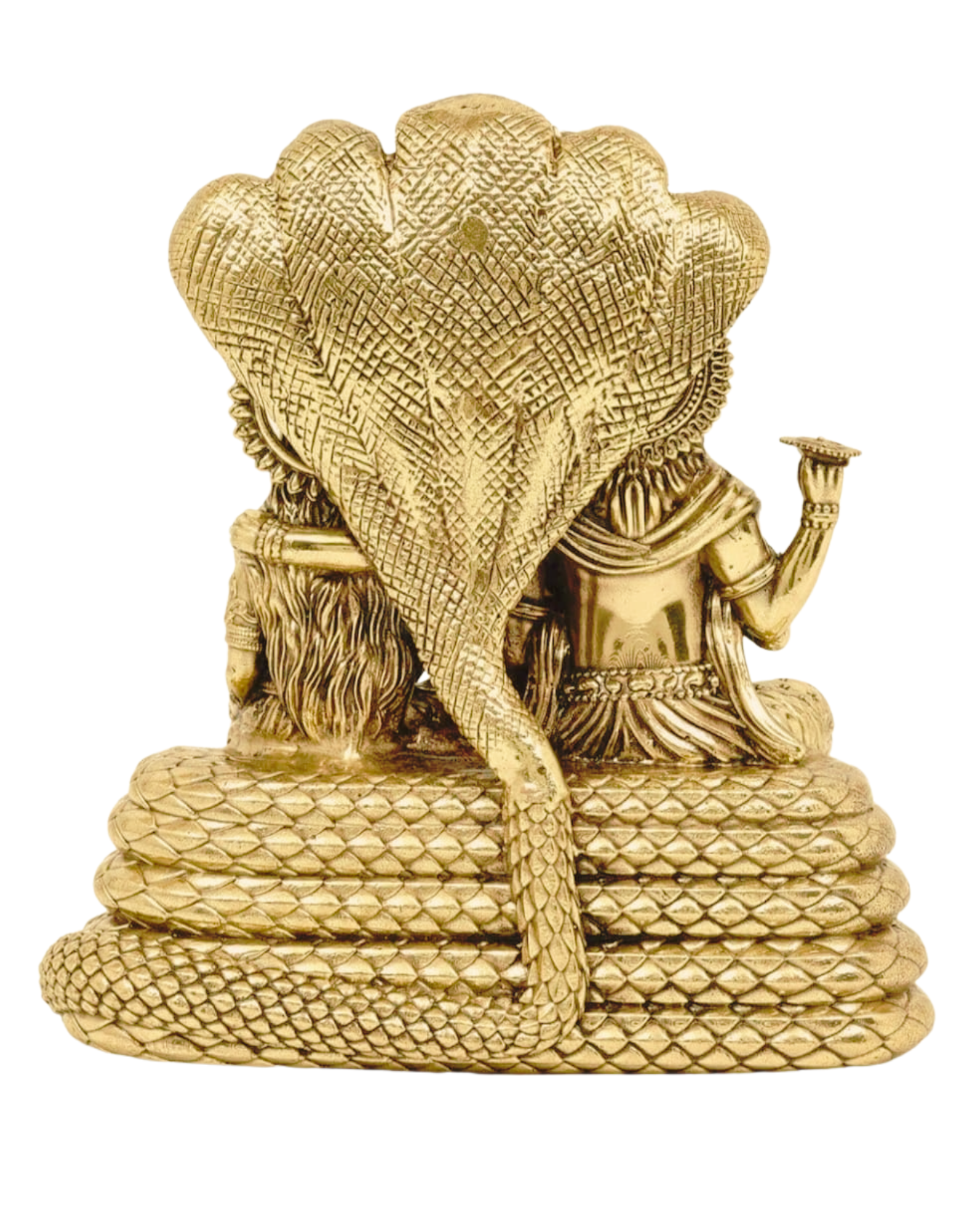Sai Divya Brass Vishnu Lakshmi Statue with Sheshnag, 20 cm Religious Temple Decor