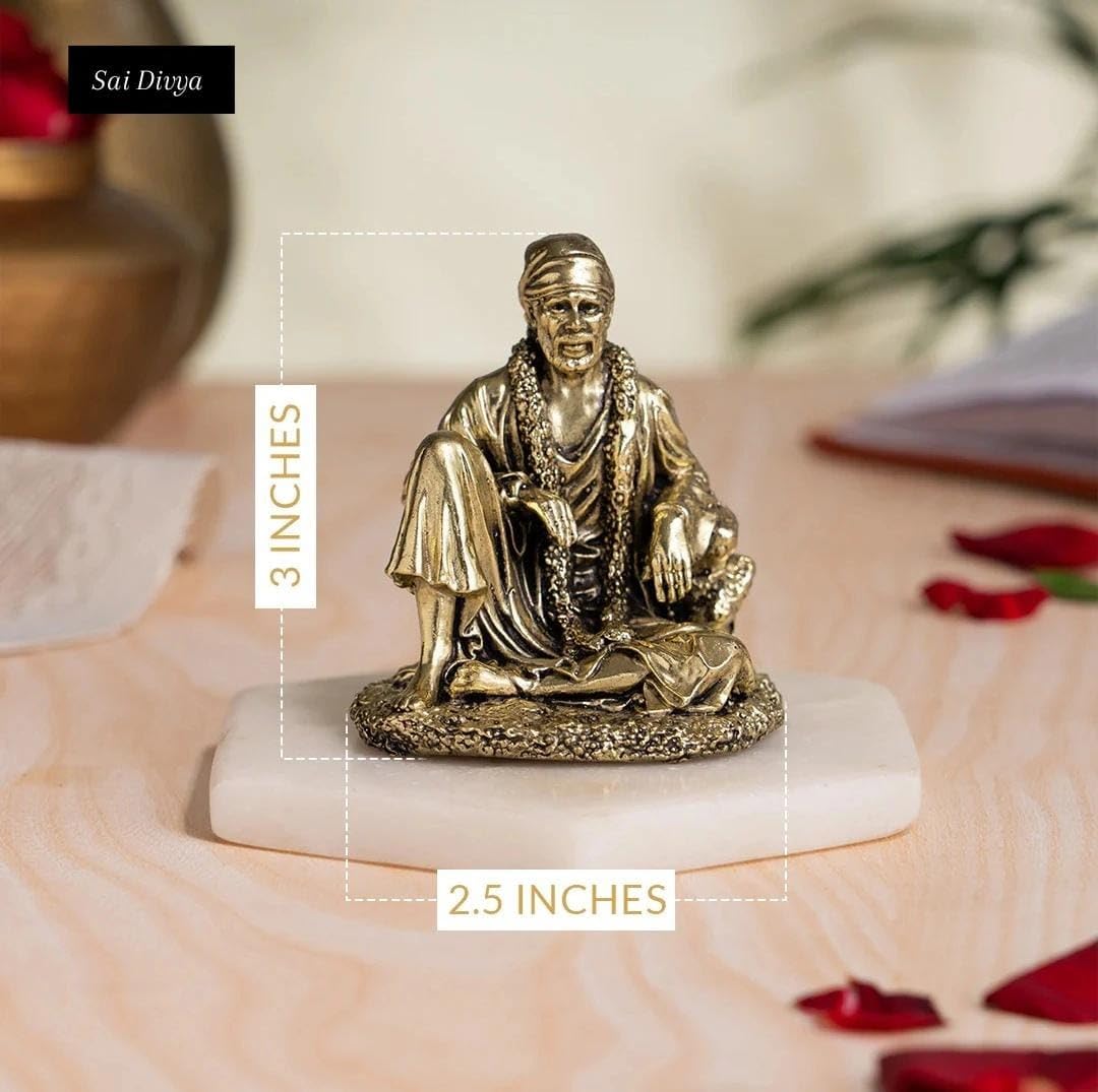 Sai Divya Brass Decorative Idol Traditional Religious Statue for Home Temple and Office