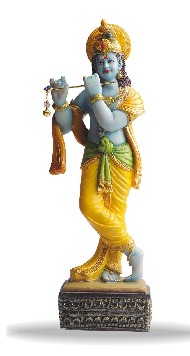 SAIDIVYA Stone Standing Krishna Handicraft Idol in Antique Finish for Home Decor