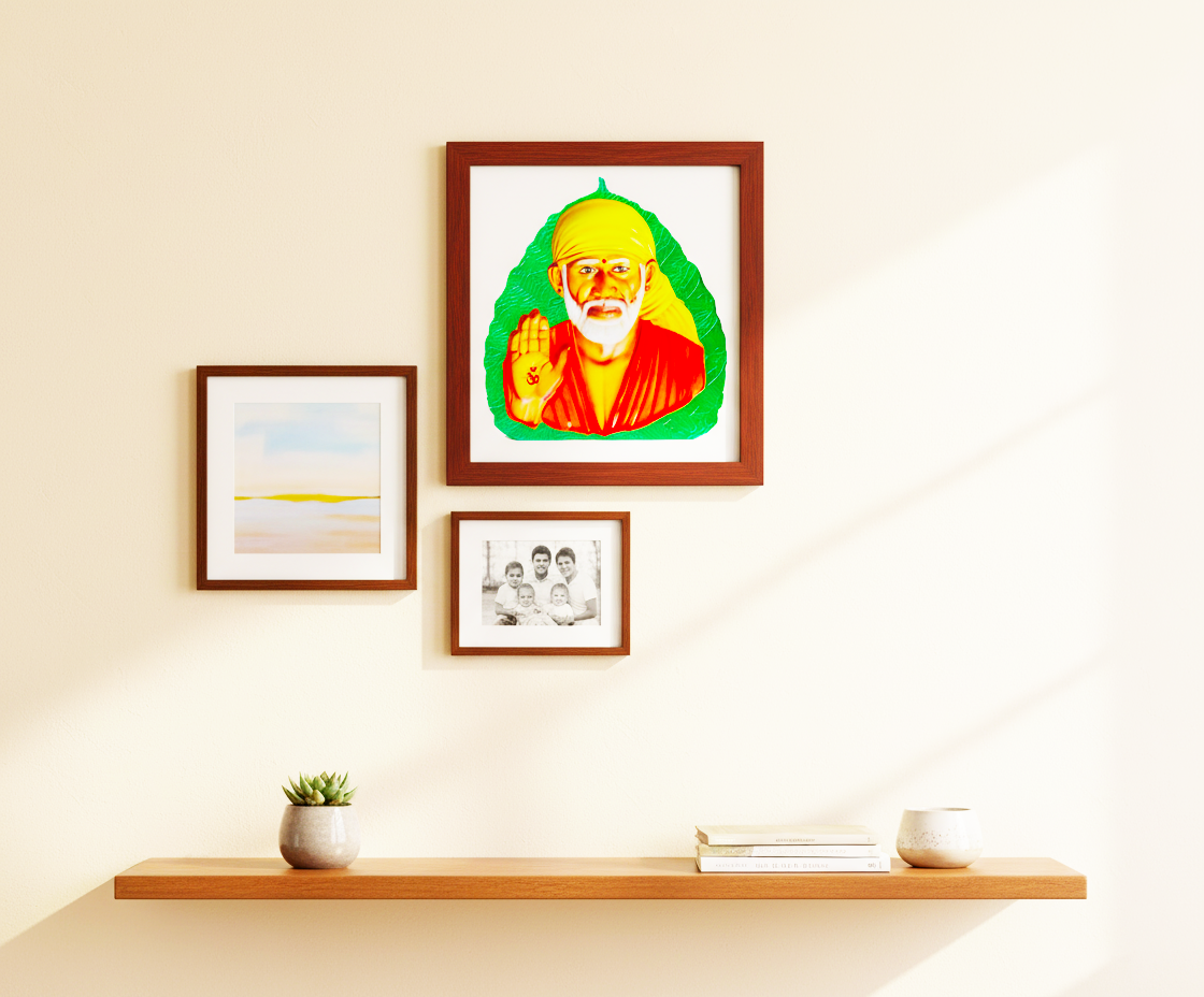 SAI Divya Sai Baba 3D Photo Frame Synthetic Wood/Painting 