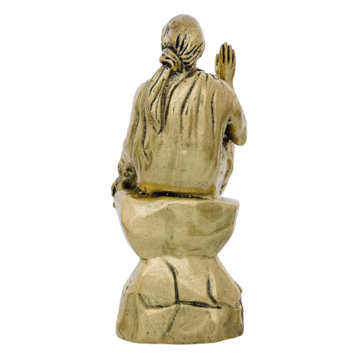 Brass Sai Baba Murti 4 Inch, Golden Finish Sai Baba Idol for Pooja, Home Temple, Meditation, Spiritual Décor