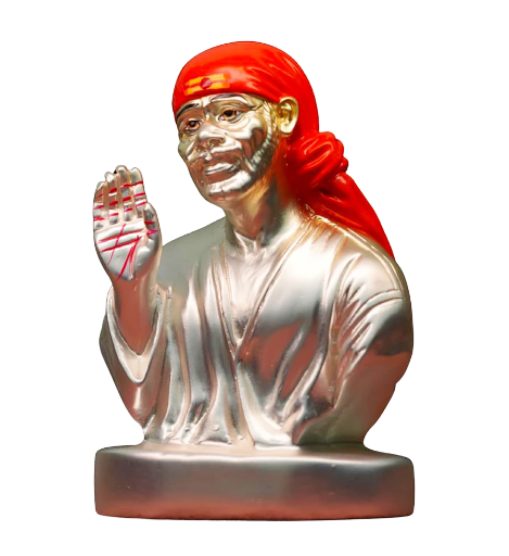 Sai Divya Sai Baba Car Dashboard Idol Silver Decorative 
