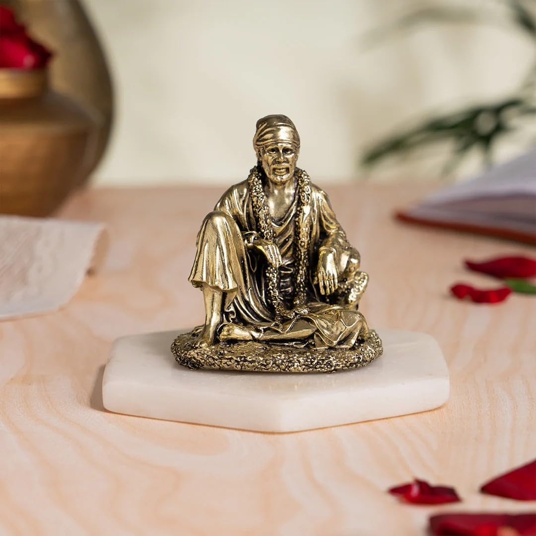 Sai Divya Brass Decorative Idol Traditional Religious Statue for Home Temple and Office