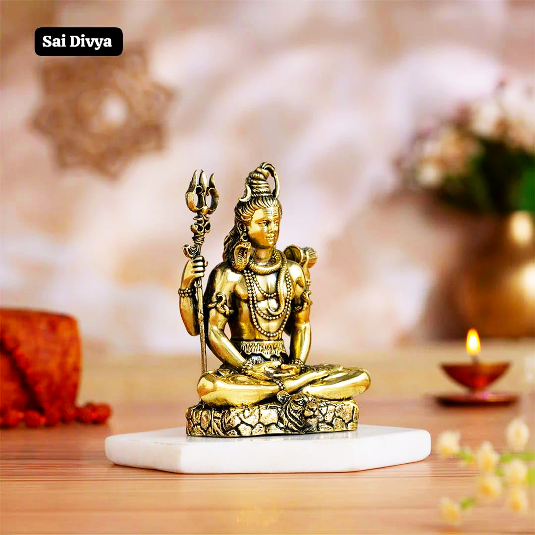 Sai Divya Lord Shiva Ashtadhatu-Brass Idol, Meditation Pose 