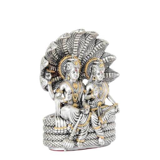 Sai Divya Metal Silver Plated - Lord Vishnu and Goddess Lakshmi Statue