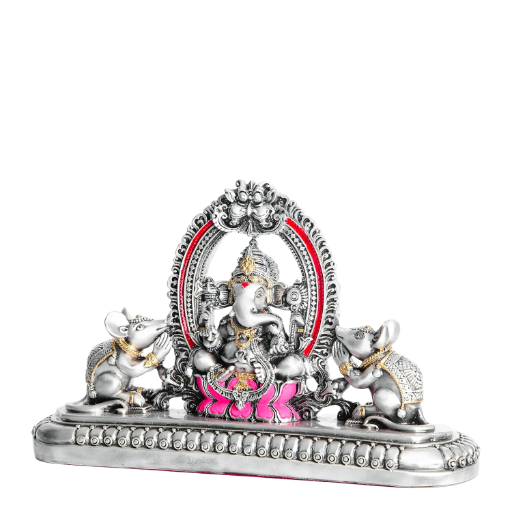 Sai Divya Lord Ganesha Idol Silver Finish Decorative Showpiece for Home Temple, Office, Puja & Gift