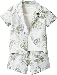Boys' Tropical Leaf Print Summer Outfit