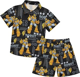 Kids Robot Print Short Sleeve Pajama Set