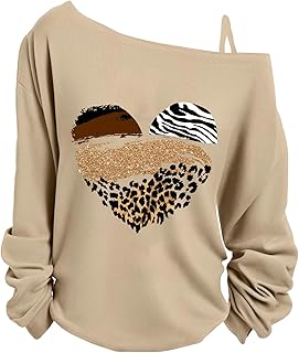 Women's Beige Animal Print Heart Pullover