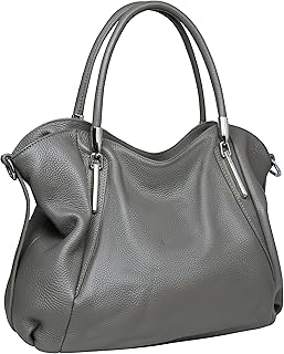 Gray Leather Tote Bag