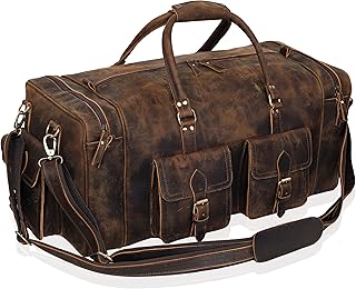 Vintage Leather Travel Duffel Bag