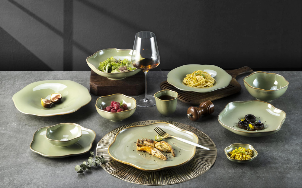 Elegant Green Ceramic Dinnerware Set