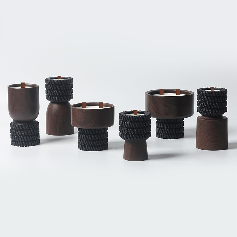 Modern Wooden Candle Holders Set