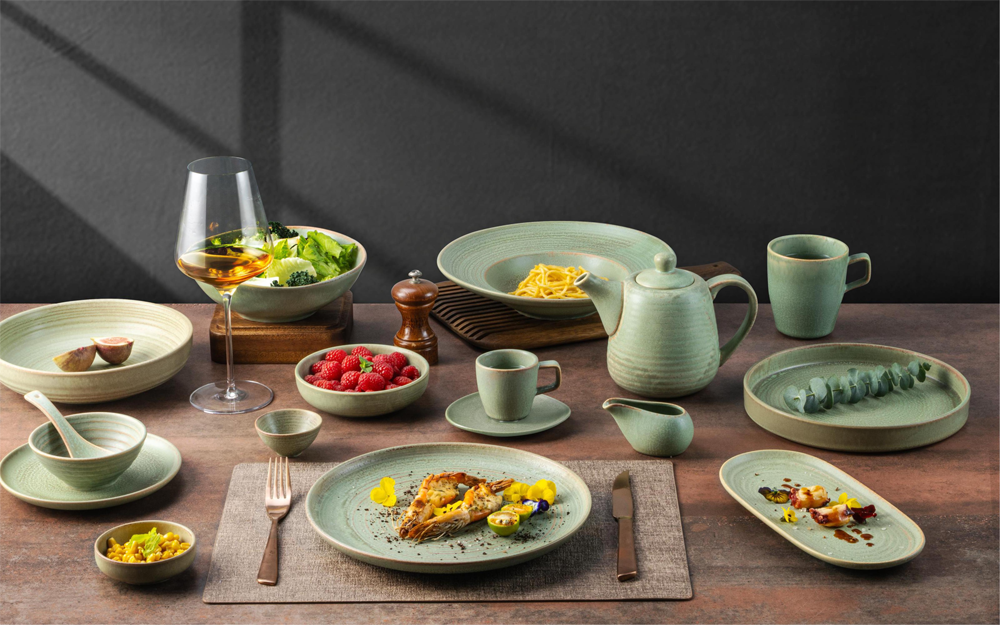 Green Ceramic Dinnerware Set