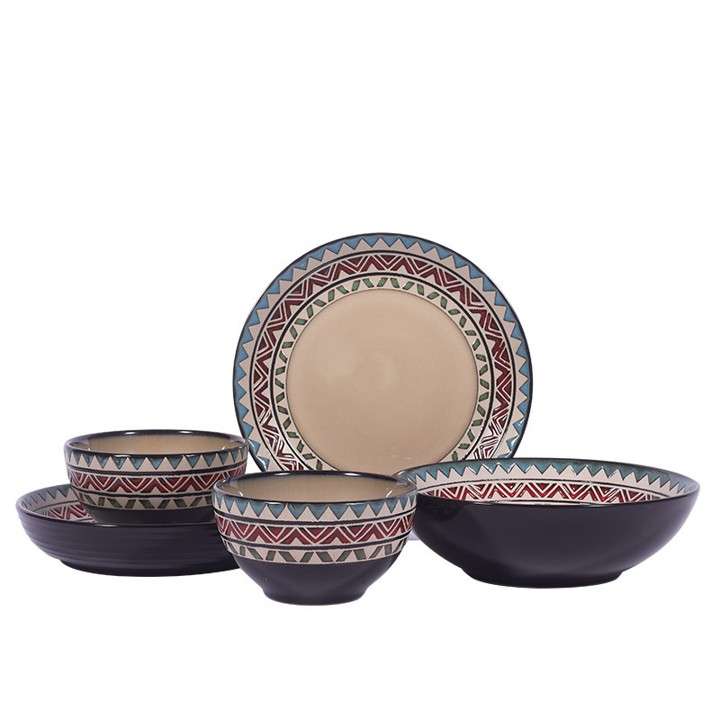Geometric Patterned Ceramic Dish Set