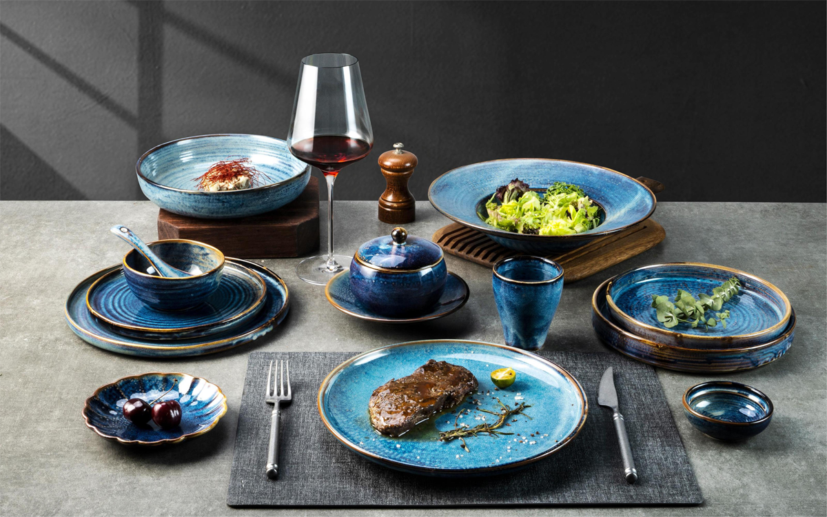 Blue Ceramics Tableware Set
