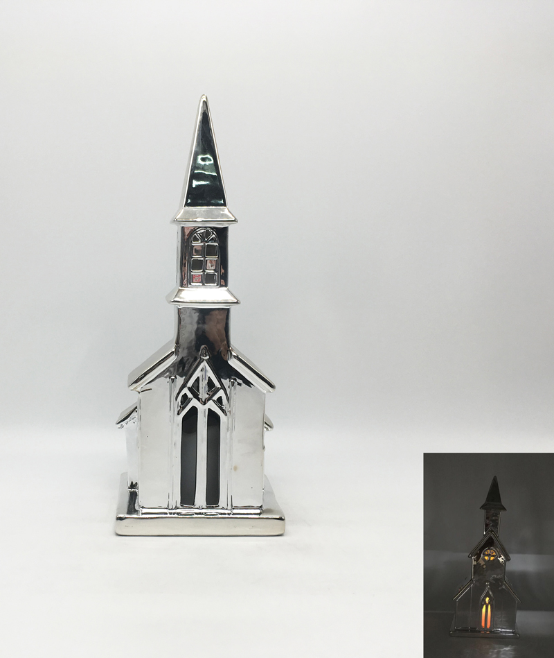 Silver Church Candle Holder