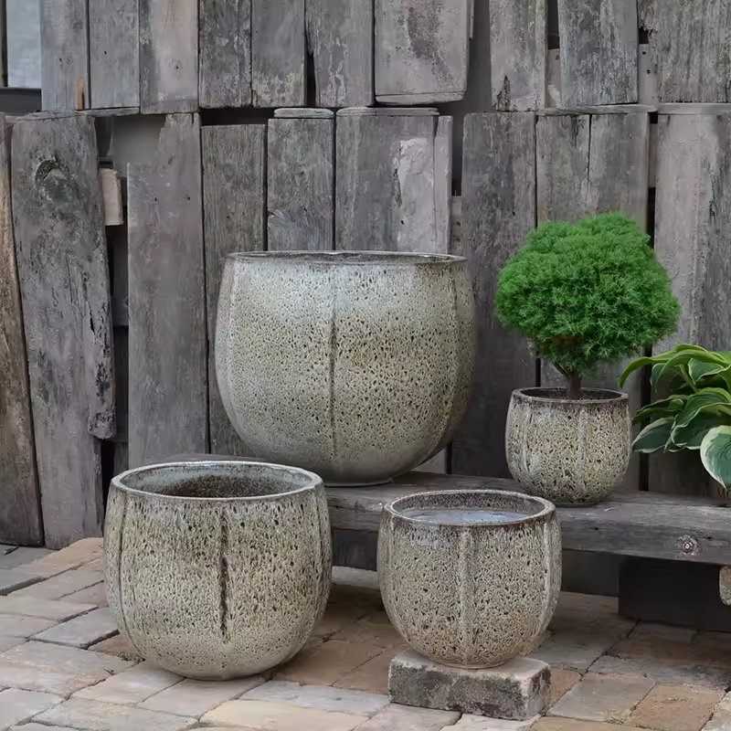 Rustic Ceramic Planter Set