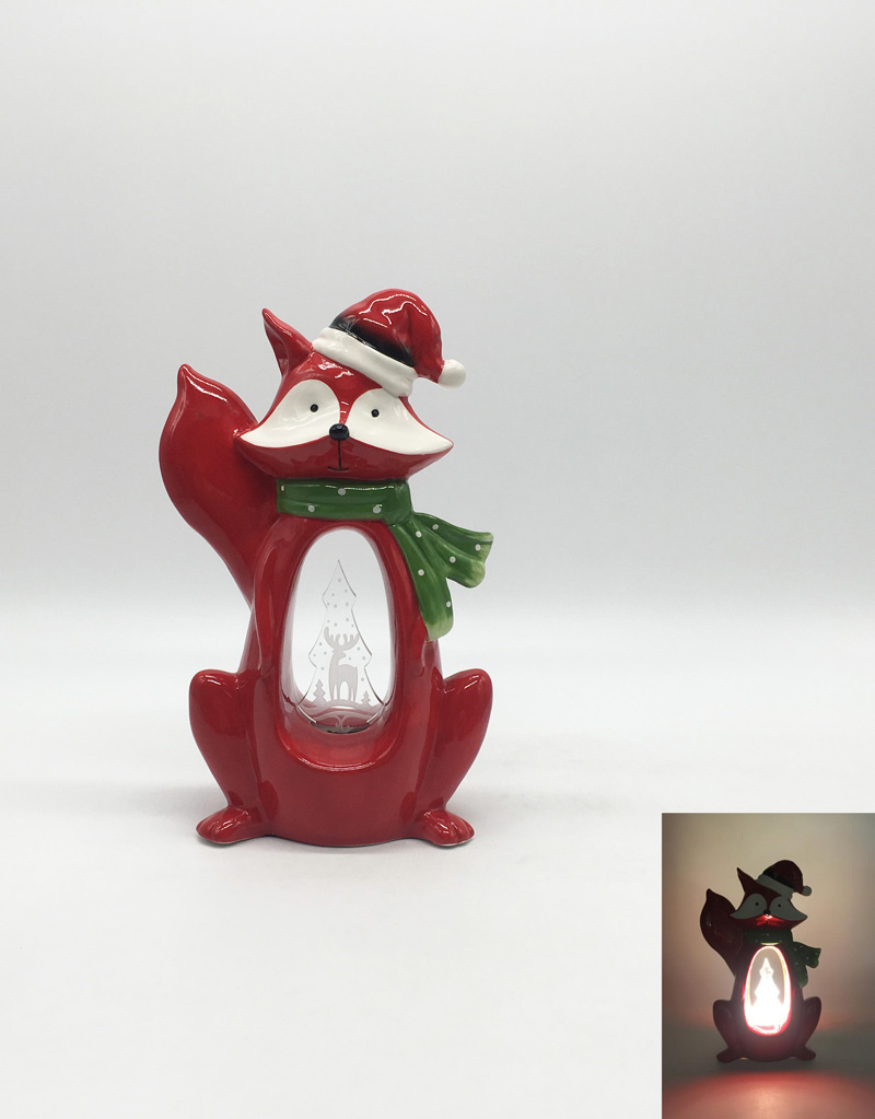 Ceramic Fox Christmas Lantern