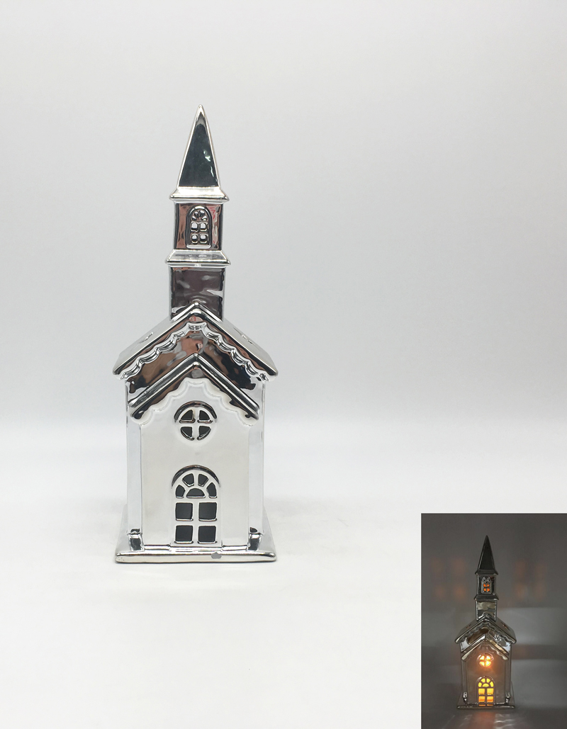 Ceramic Church Shaped Candle Holder