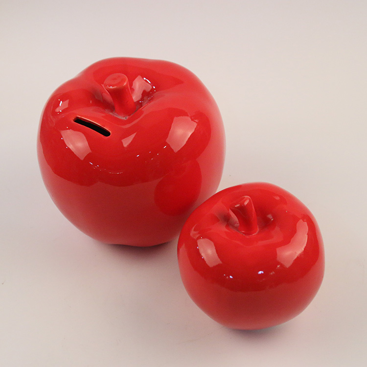 Ceramic Apple-Shaped Coin Bank