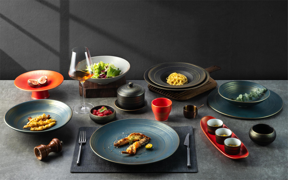 Elegant Blue Ceramic Dinnerware Set