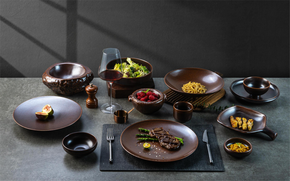 Modern Brown Ceramic Dinnerware Set