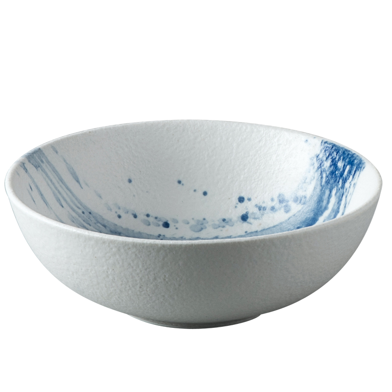 Ceramic bowl with blue splash design