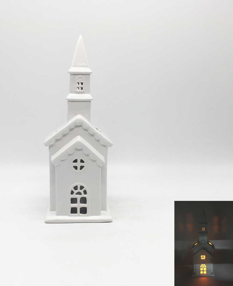 Ceramic Church Tealight Holder
